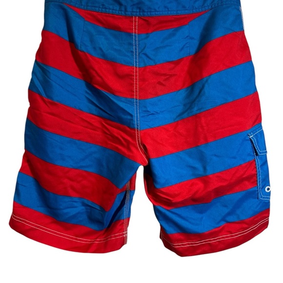 American Eagle Men’s Red And Blue Striped Board Shorts Swim Trunks Med - Picture 2 of 7